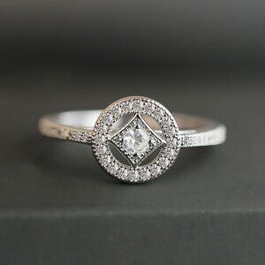 🎀 925 Silver Plated Lovely Pave Double Layer Rhombus Ring for Women, VIP088